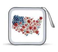 Jubonexis America Map Wild Flower Pattern CD Case DVD Storage Case Portable