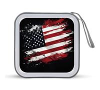 Jubonexis American Flag Graffiti CD Case DVD Storage Case Portable for Car Home Travel