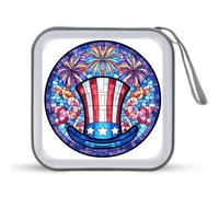 Jubonexis American Flag Top Hat CD Case DVD Storage Case Portable for Car Home Travel