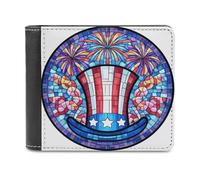 Jubonexis American Flag Top Hat Soft PU Leather Bifold Wallet, Coin Purse Credit Pass Case, Durable Card-Holder Slim Billfold for Men Woman Money Storage