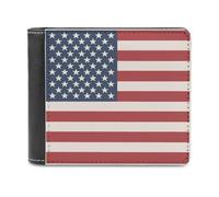 Jubonexis American Flag Vintage Soft PU Leather Bifold Wallet, Coin Purse Credit Pass Case, Durable Card-Holder Slim Billfold for Men Woman Money Storage