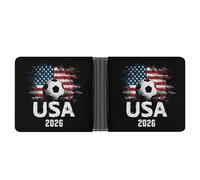 Jubonexis American Football on Flag Soft PU Leather Bifold Wallet, Coin Purse Credit Pass Case, Durable Card-Holder Slim Billfold for Men Woman Money Storage