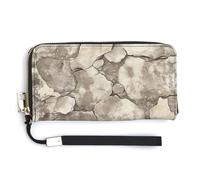 Jubonexis Ancient Eroded Ruins Stone Surface PU Leather Clutch Long Bifold Wallet, Coin Purse Credit Pass Case, Durable Card-Holder Money Storage for Women Men