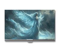 Jubonexis Ancient Spirit Woman with Swings on Waves Business Card Holder, Pocket Slim Metal Business Card Case for Women Men