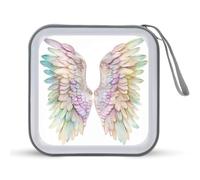 Jubonexis Angel Wings in Soft Pastel Colors CD Case DVD Storage Case Portable for Car Home Travel