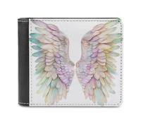 Jubonexis Angel Wings in Soft Pastel Colors Soft PU Leather Bifold Wallet, Coin Purse Credit Pass Case, Durable Card-Holder Slim Billfold for Men Woman Money Storage