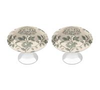 Jubonexis Antique Floral Pattern Botanical Motif Flower Round Drawer Cabinet Knobs Handles with Screws,2 Pcs, Drawer Dresser Knob Pulls Decor for Wardrobe Cupboard Home Office Kitchen