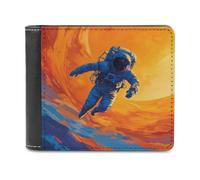 Jubonexis Astronaut in The Space Soft PU Leather Bifold Wallet, Coin Purse Credit Pass Case, Durable Card-Holder Slim Billfold for Men Woman Money Storage