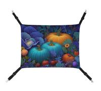 Jubonexis Autumn Harvest Scene Blue Orange Pumpkins Breathable Pet Hammock with Adjustable Straps Reversible Cat Hanging Bed Dog Mats