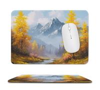 Jubonexis Autumn Landscape Yellow Trees Mountains Mouse Pad, Small Office Computer Mouse Pads for Desk Laptop with Non-Slip Rubber Base Mouse Mat, Gaming Mouse Pads