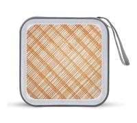 Jubonexis Autumn Orange Diagonal Checkered Patterns CD Case DVD Storage Case Portable for Car Home Travel