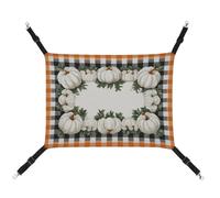Jubonexis Autumn White Pumpkins White Black Checker Vintage Breathable Pet Hammock with Adjustable Straps Reversible Cat Hanging Bed Dog Mats