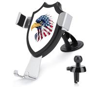 Jubonexis Bald Eagle Head with American Flag Pattern Car Phone Holder Mount Triangle Clip Base Air Vent Cell Phone Car Mount Automotive Accessories for 4-6 Inches Cell Smartphones