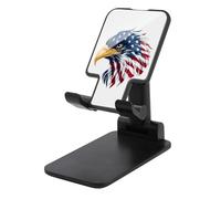 Jubonexis Bald Eagle Head with American Flag Pattern Cell Phone Stand Foldable Adjustable Phone Stand for Desk