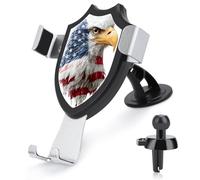 Jubonexis Bald Eagle Head with US Flag Car Phone Holder Mount Triangle Clip Base Air Vent Cell Phone Car Mount Automotive Accessories for 4-6 Inches Cell Smartphones