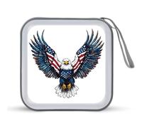 Jubonexis Bald Eagle with American Flag Wings CD Case DVD Storage Case Portable for Car Home Travel