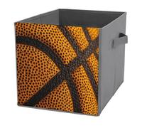Jubonexis Basketball Texture Orange Black Lines Cube Storage Bins Storage Cubes Foldable Decorative Fabric Storage Baskets Home Organizers with Handles for Shelves,Closet, 27x27 CM