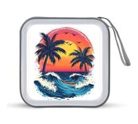 Jubonexis Beach Sunset with Palm Trees CD Case DVD Storage Case Portable