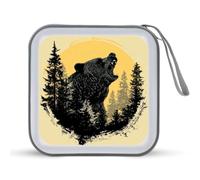 Jubonexis Bear Growling in The Woods CD Case DVD Storage Case Portable for Car Home Travel