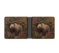 Jubonexis Bear in A Forest Rustic Style Soft PU Leather Bifold Wallet, Coin Purse Credit Pass Case, Durable Card-Holder Slim Billfold for Men Woman Money Storage