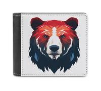 Jubonexis Bear Minimalistic Abstract Soft PU Leather Bifold Wallet, Coin Purse Credit Pass Case, Durable Card-Holder Slim Billfold for Men Woman Money Storage