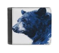 Jubonexis Bear Portrait Soft PU Leather Bifold Wallet, Coin Purse Credit Pass Case, Durable Card-Holder Slim Billfold for Men Woman Money Storage
