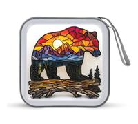 Jubonexis Bear Silhouette Sunset Mountain Landscape CD Case DVD Storage Case Portable