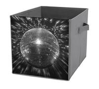 Jubonexis Beautiful Artistic Black And White Disco Ball Cube Storage Bins Storage Cubes Foldable Decorative Fabric Storage Baskets Home Organizers with Handles for Shelves,Closet, 27x27 CM