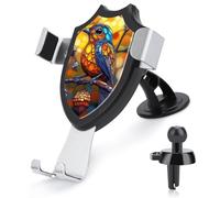 Jubonexis Beautiful Bird on The Branch Stained Glass Car Phone Holder Mount Triangle Clip Base Air Vent Cell Phone Car Mount Automotive Accessories for 4-6 Inches Cell Smartphones