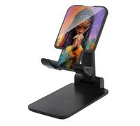Jubonexis Beautiful Black Woman with Long Braids Cell Phone Stand Foldable Adjustable Phone Stand for Desk