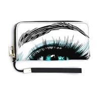 Jubonexis Beautiful Blue Green Eyes PU Leather Clutch Long Bifold Wallet, Coin Purse Credit Pass Case, Durable Card-Holder Money Storage for Women Men