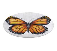 Jubonexis Beautiful Butterfly Orange And Black Wing Large Round Carpet Area Rug Mat Modern Non Slip Circular Rugs 36inch(90cm)
