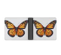 Jubonexis Beautiful Butterfly Orange and Black Wing Soft PU Leather Bifold Wallet, Coin Purse Credit Pass Case, Durable Card-Holder Slim Billfold for Men Woman Money Storage