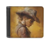 Jubonexis Beautiful Cowgirl Western Art Soft PU Leather Bifold Wallet, Coin Purse Credit Pass Case, Durable Card-Holder Slim Billfold for Men Woman Money Storage
