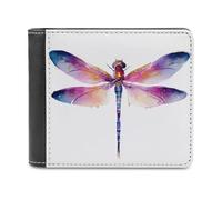 Jubonexis Beautiful Dragonfly in Purples and Gold Soft PU Leather Bifold Wallet, Coin Purse Credit Pass Case, Durable Card-Holder Slim Billfold for Men Woman Money Storage