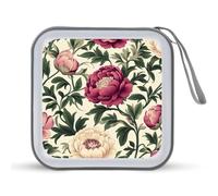 Jubonexis Beautiful Floral Peonies Pattern CD Case DVD Storage Case Portable