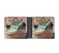 Jubonexis Beautiful Frog with A Crown Soft PU Leather Bifold Wallet, Coin Purse Credit Pass Case, Durable Card-Holder Slim Billfold for Men Woman Money Storage