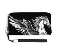 Jubonexis Beautiful Horse with Wings PU Leather Clutch Long Bifold Wallet, Coin Purse Credit Pass Case, Durable Card-Holder Money Storage for Women Men