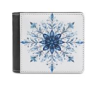 Jubonexis Beautiful Large Blue Snowflake Soft PU Leather Bifold Wallet, Coin Purse Credit Pass Case, Durable Card-Holder Slim Billfold for Men Woman Money Storage