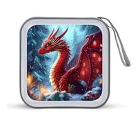 Jubonexis Beautiful Red Christmas Dragon Fantasy CD Case DVD Storage Case Portable