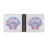 Jubonexis Beautiful Shell Soft PU Leather Bifold Wallet, Coin Purse Credit Pass Case, Durable Card-Holder Slim Billfold for Men Woman Money Storage