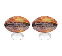 Jubonexis Beautiful Sunset Over The Ocean Round Drawer Cabinet Knobs Handles with Screws,2 Pcs, Drawer Dresser Knob Pulls Decor for Wardrobe Cupboard Home Office Kitchen