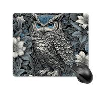Jubonexis Beautiful White And Blue Owl Mouse Pad, Small Office Computer Mouse Pads for Desk Laptop with Non-Slip Rubber Base Mouse Mat, Gaming Mouse Pads