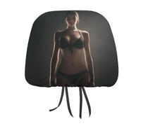 Jubonexis Beautiful Woman Printed Car Headrest Cover,2 Pieces, Elastic Comfort Head Rest Cover for Women Men, Universal Fits Most Cars Van SUV Truck, Car Interior Decor Accessories