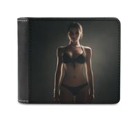 Jubonexis Beautiful Woman Soft PU Leather Bifold Wallet, Coin Purse Credit Pass Case, Durable Card-Holder Slim Billfold for Men Woman Money Storage