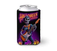 Jubonexis Beer Can Cooler Sleeve,Cartoon Skeleton Playing Electric Guitar Can Cover Beer Cooler Soft Insulated Beverage Holder for Party Beach Event Home
