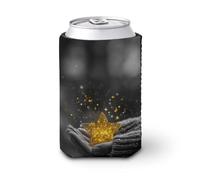 Jubonexis Beer Can Cooler Sleeve,Hands Holding A Glowing Golden Star Can Cover Beer Cooler Soft Insulated Beverage Holder for Party Beach Event Home
