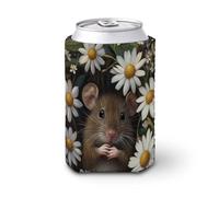 Jubonexis Beer Can Cooler Sleeve,Little Rat White Daisie Can Cover Beer Cooler Soft Insulated Beverage Holder for Party Beach Event Home