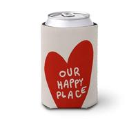 Jubonexis Beer Can Cooler Sleeve,Our Happy Place Large Red Heart Can Cover Beer Cooler Soft Insulated Beverage Holder for Party Beach Event Home
