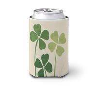 Jubonexis Beer Can Cooler Sleeve,Whimsical Green Four Leaf Clover Trendy Can Cover Beer Cooler Soft Insulated Beverage Holder for Party Beach Event Home